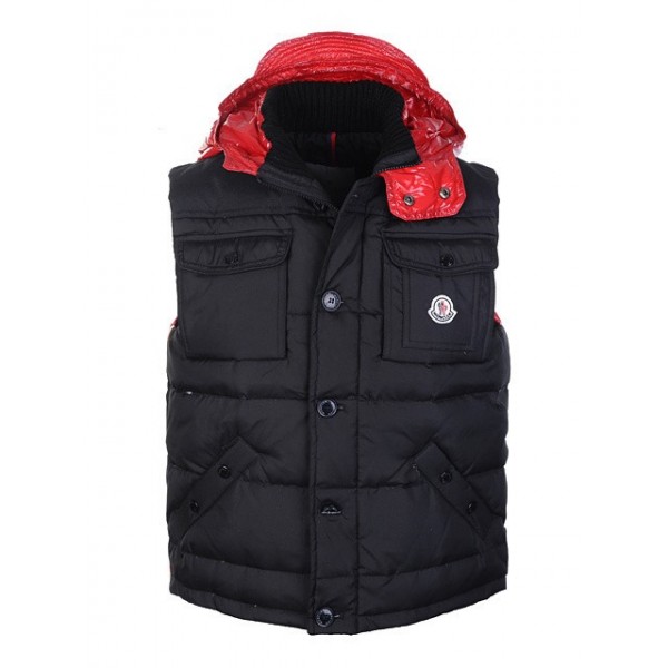 Moncler Uomo Giù Gilet Nero Rosso presa M46